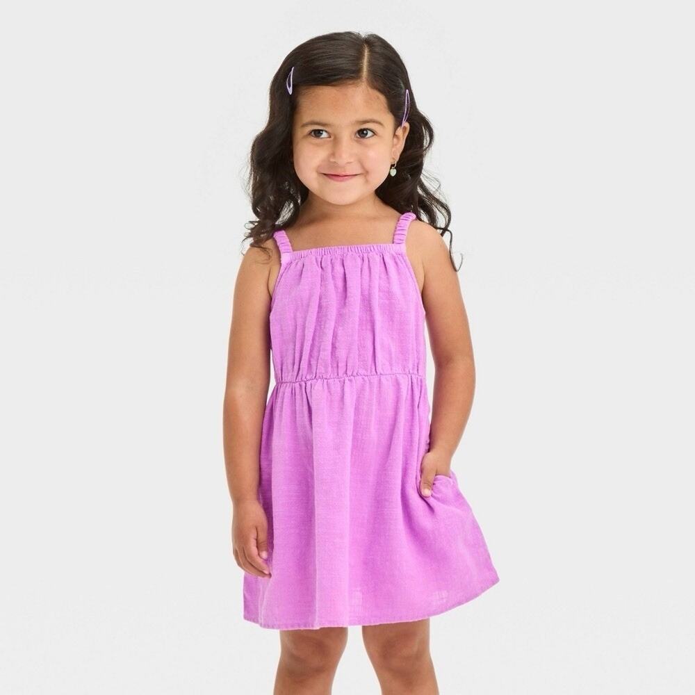 Toddler Girls' Gauze Dress - Cat & Jack™ Neon Purple 3T